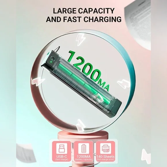 A4 Portable Blutooth Thermal Printer Supports A4 Paper Compatible with Phone